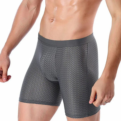 2025 Boxers Briefs Man Ice Silk Shorts Underpants Male Large Size Men's Mesh Panties Breathable Long Boxer For Mens Underwear
