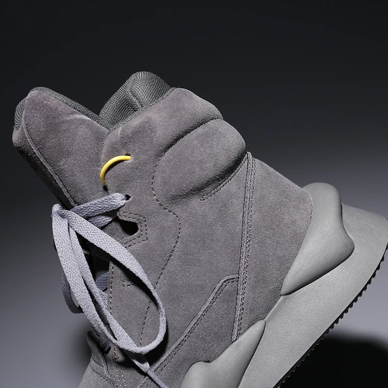 Men’s Cow-Suede High-Top Boots | Breathable Height-Boosting Lace-Up Design | Daily Wear & Outdoor Style