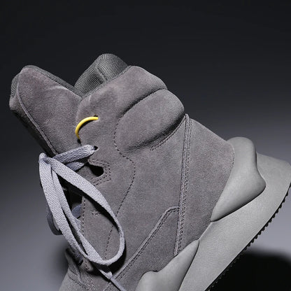 Men’s Cow-Suede High-Top Boots | Breathable Height-Boosting Lace-Up Design | Daily Wear & Outdoor Style