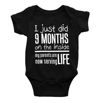 Funny "I Just Did 9 Months" Letter Print Newborn Bodysuit Casual Short Sleeve Jumpsuit Infant Baby Boys Girls Outfit Baby Onesie
