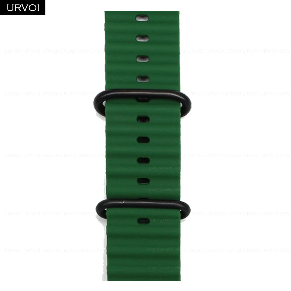 URVOI Ocean Band for Apple Watch Ultra 4 3 2 Strap Series 12 11 10 SE Sport Band for iWatch Silicone Wristband Black Buckle 49mm
