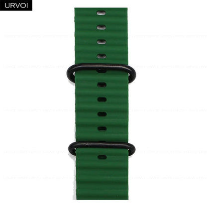 URVOI Ocean Band for Apple Watch Ultra 4 3 2 Strap Series 12 11 10 SE Sport Band for iWatch Silicone Wristband Black Buckle 49mm