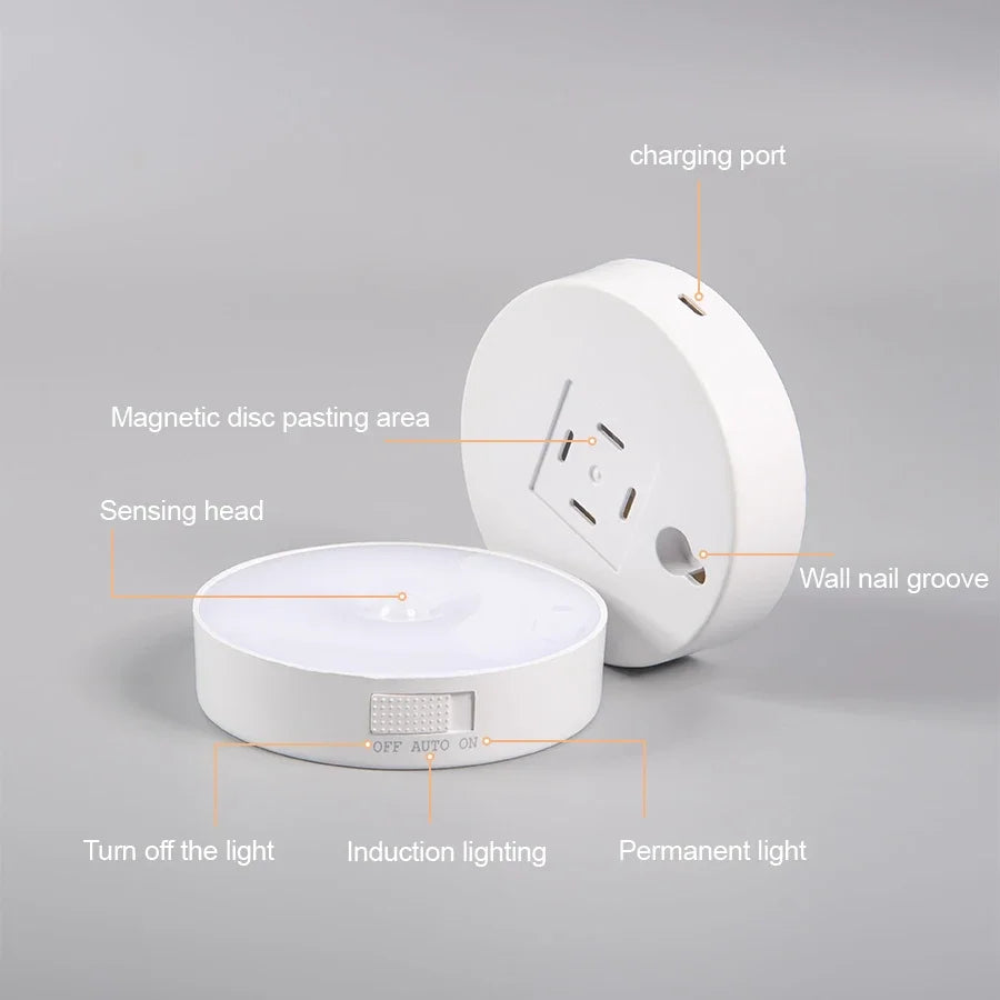 Motion Sensor Light USB Rechargeable Night Light LED Lamp for Kitchen Bedroom Stairs Hallway Cabinet Closet Wardrobe Nightlight