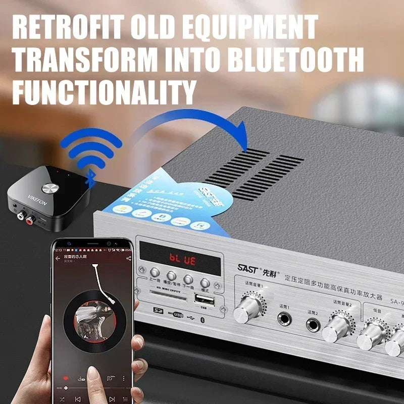 VIKEFON NFC Bluetooth 5.4 Audio Receiver 3.5mm AUX R/L RCA Stereo Lossless Music Wireless Adapter USB U-Disk Play Remote Control