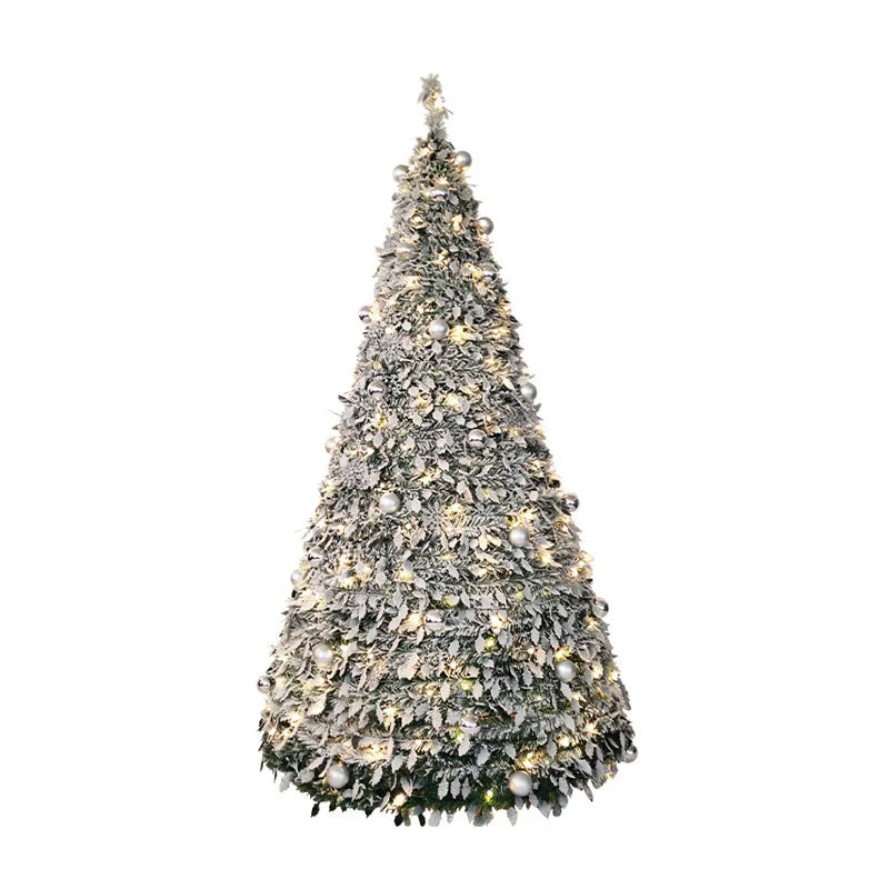 150CM Foldable Christmas Tree with Decorative Lights EU UK US Plug PVC Material for Dining Rooms Christmas Gifts
