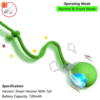 iLMH 1/2 PCS Cat Interactive Ball Toy Automatic Rolling Ball Faux Tail Rechargeable Smart Pet Electric Toy Pet Toy Imitate Mouse