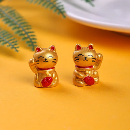 10-50pcs Cute Mini Wealth Lucky Gold Cat Animal Decoration Resin Craft Miniature Figure Bonsai Microlandscape Fairy Garden Decor
