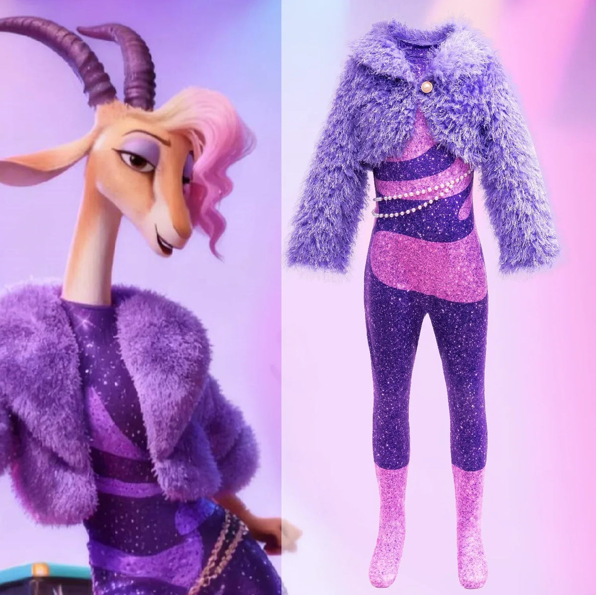 Zootopia Shakira Stage Costume Judy Rabbit Nick  Cosplay Suit Children's Performance Clothes Polyester Long Sleeve round Neck
