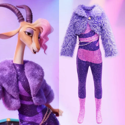 Zootopia Shakira Stage Costume Judy Rabbit Nick  Cosplay Suit Children's Performance Clothes Polyester Long Sleeve round Neck
