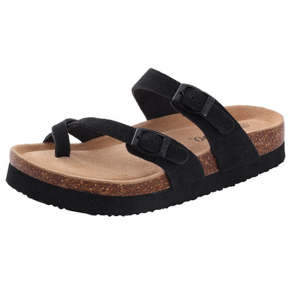 Comwarm Classic Cork Slippers For Women New Fashion Suede Flats Sandals Summer Couple Beach Slides Shoes With Adjustable Buckle