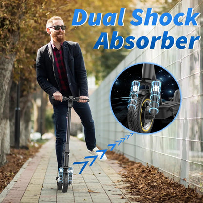 10inch Electric Scooter, 500W Powerful Motor & 22MPH Top Speed, 28 Miles Range, Folding E Scooter with Dual Braking for Teens and Adults Commuting