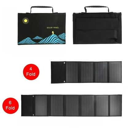 2024 New Portable Solar Panel Folding Bag USB+DC Output Solar Charger Outdoor Power Supply Mobile Phone Generator