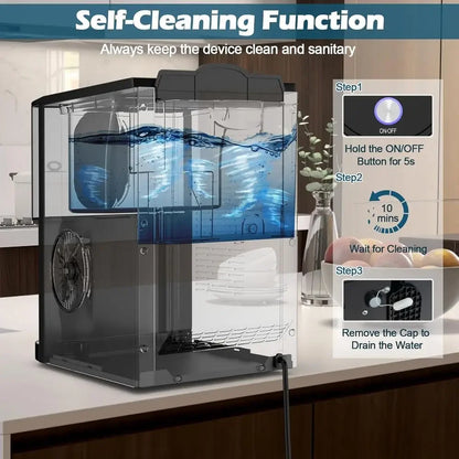 Countertop Ice Maker with Self-Cleaning, 56 lbs/Day, 0.63 Gal Tank for Home and Parties