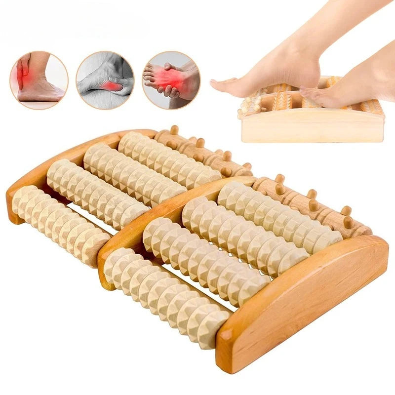 Wooden ten row large roller foot massager for hand massage household foot massager Relieves Fatigue Pain and Fasciitis Plantar