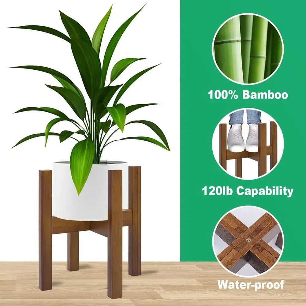 Versatile Bamboo Plant Stand for Indoor Use, Supports Pots 8-12 Inches (Plant and Pot Not Included)