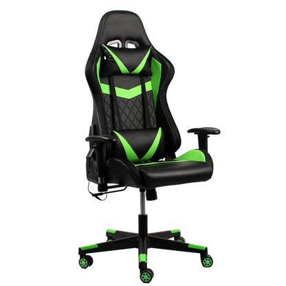 Ergonomic Gaming Chair With Massage Function and Rgb Lights Adjustable Height Recliner With Footrest Headrest for Gamers