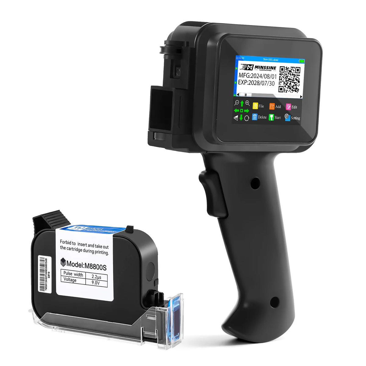 New Mini Handheld Inkjet Printer 12.7mm for QR Barcode Batch Date Number Logo Expiry Date Coding Machine Non-encrypted Portable