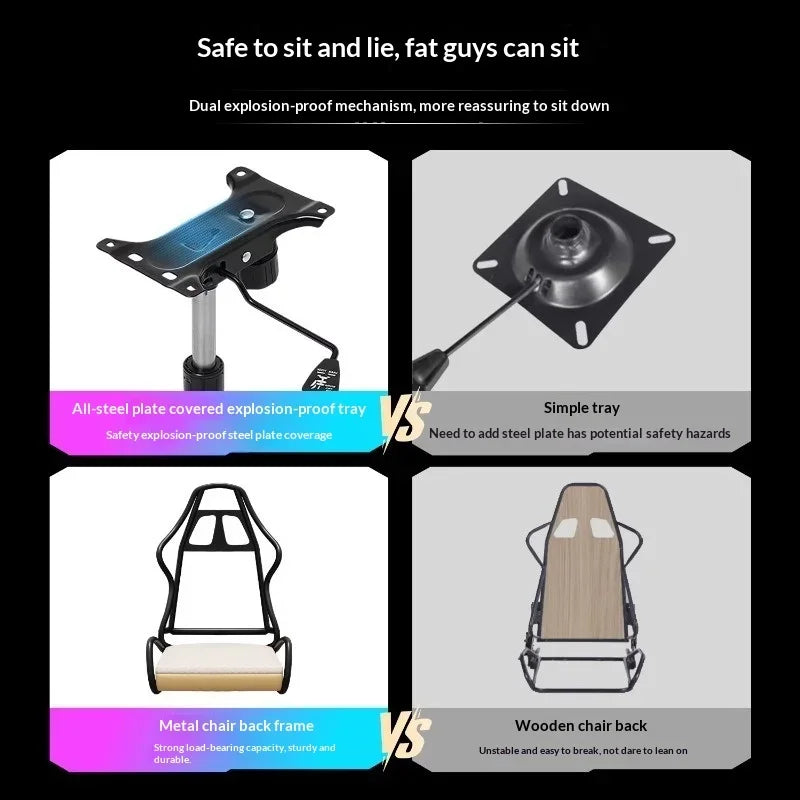 Gaming Chair Ergonomic LED Light Recliner Computer Office Chair Adjustable Lumbar Headrest Armrest Home Bedroom Gamer Chair