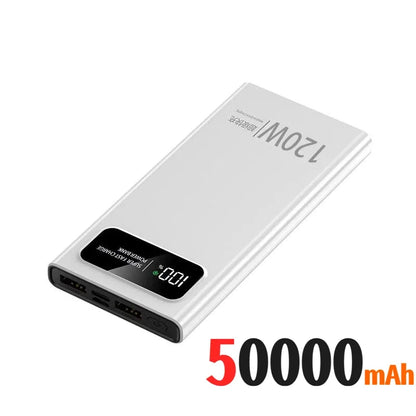 Lenovo 500000mAh Power Bank 120W High Capacity Digital Display Super Fast Charging Powerbank For iPhone Huawei Samsung 2026 New