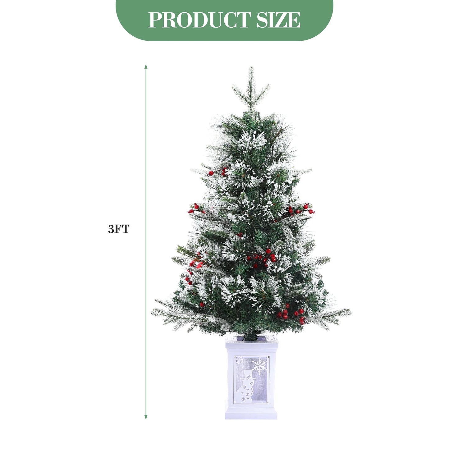 3FT Prelit Artificial Christmas Tree with Lights 3 Foot Artificial Christmas Tree with Snowflake Base 78 LED Prelit Christmas Tree Battery Operated Timer Easy Assembly Winter Holiday Decor