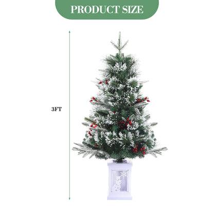 3FT Prelit Artificial Christmas Tree with Lights 3 Foot Artificial Christmas Tree with Snowflake Base 78 LED Prelit Christmas Tree Battery Operated Timer Easy Assembly Winter Holiday Decor