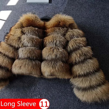 2023 Natural Real Fox Fur Coat Women Winter Warm Luxury Fur Jacket Detachable Long Sleeves Female Vest Furry Coats Outerwear