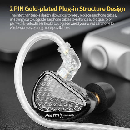 KZ AS16 PRO X in-ear headphones 8 balanced armature headphones three-channel acoustic duct structure HiFi headphones