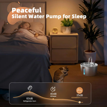 2.2L Cat Drinking Fountain Automatic Stainless Steel Pet Dogs Water Dispenser Ultra-quiet Pump Water Foutain For Multiple Pets