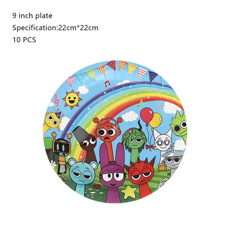 Sprunki Birthday Party Decoration Incredibox Latex Aluminum Foil Balloon For Kids Event Supplies Banner Disposable Tableware