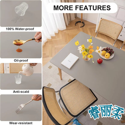 Waterproof Table Cloth Picnic Elastic PU Leather Fitted Edged Table Cloth Stretch Square/Rectangle Table Cover Wipe-Clean