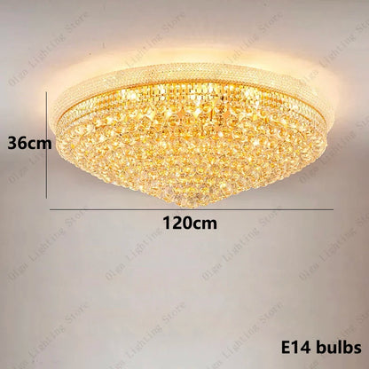 Gold Luxury Crystal Chandelier Lights 3000K 4000K Dimmable Chandeliers, Home Decor Hanging Lamps for Villa Duplex High-ceiling