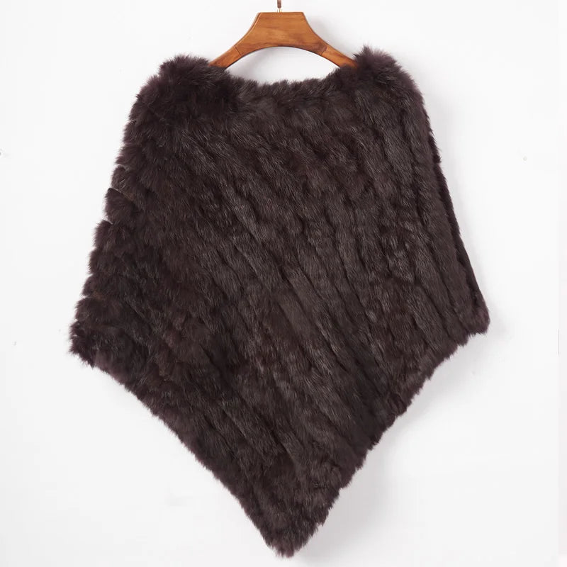 Women's Real Rabbit Fur Poncho Vest Natural Leather Winter Jacket Wrap Coat Shawl  Wedding Party Knitted Fur Vest Wholesale
