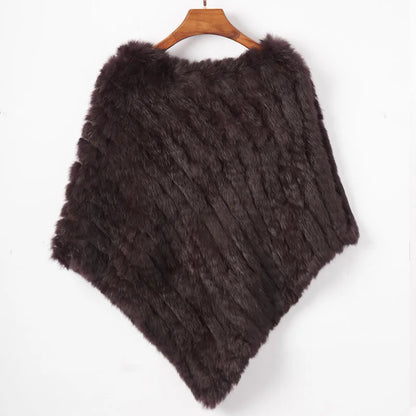 Women's Real Rabbit Fur Poncho Vest Natural Leather Winter Jacket Wrap Coat Shawl  Wedding Party Knitted Fur Vest Wholesale