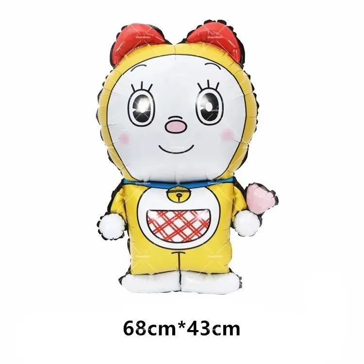 Doraemoned Balloons Cartoon Blue Jingle Cat Party Decoration Supplies Happy Birthday Banner Disposable Tableware Kid Cake Topper