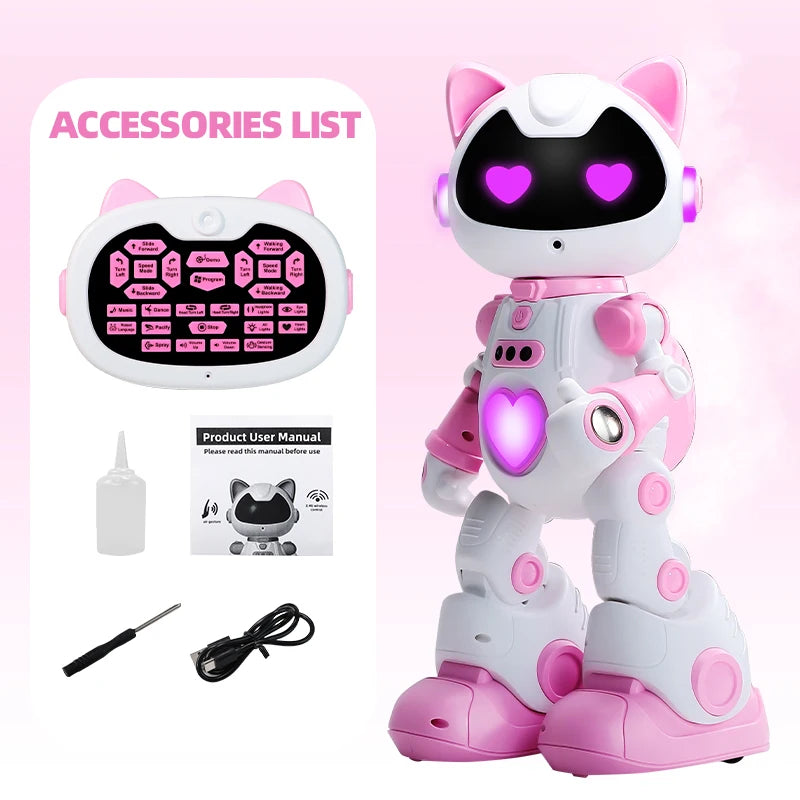 Hot RC Intelligent Robot Cat Toy Gesture‑Sensor Programmable Robot With Spray Smoke LED Light Sing Dance Play Piano Sliding
