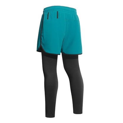 Men's 2-in-1 Sports Shorts, Training Tracksuit Set, Men's Running Jogger Pants for Marathon & Basketball Training