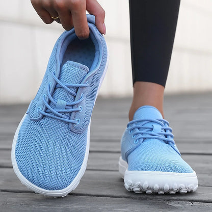 Men's and Women's Barefoot Shoes Wide Version Simple Platform Walking Sneaker Lace Up Outdoor Lightweight Casual Running Shoes