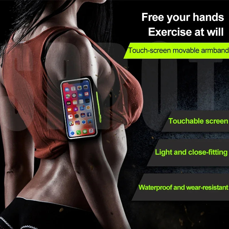 Cell Phone Running Armband Holder for iPhone 17 16 15 14 Pro Max Galaxy S25 S24 Sweatproof Arm Band with Card/Key Bag