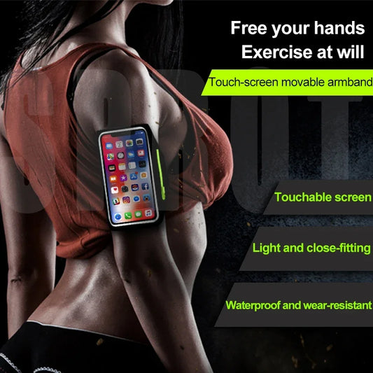 Cell Phone Running Armband Holder for iPhone 17 16 15 14 Pro Max Galaxy S25 S24 Sweatproof Arm Band with Card/Key Bag