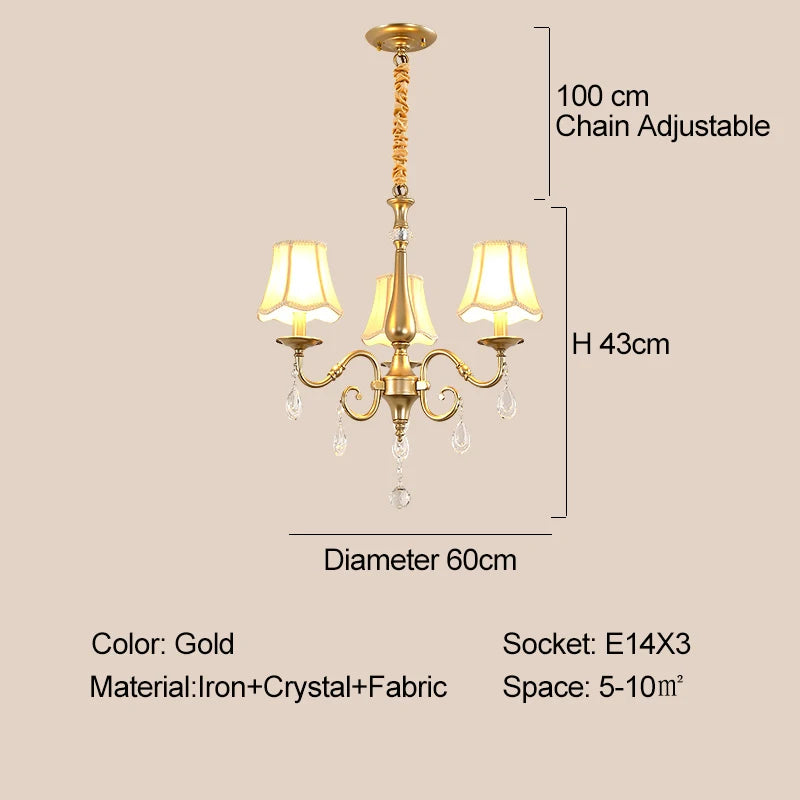 Crystal Chandelier With Lamp Shade For Living Room Gold Chandeliers Bedroom Farmhouse Church Pendant Lights Dining Room Light