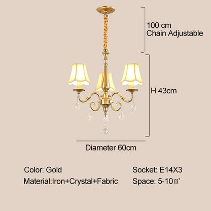 Crystal Chandelier With Lamp Shade For Living Room Gold Chandeliers Bedroom Farmhouse Church Pendant Lights Dining Room Light