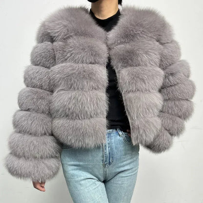 2023 Natural Real Fox Fur Coat Women Winter Warm Luxury Fur Jacket Detachable Long Sleeves Female Vest Furry Coats Outerwear
