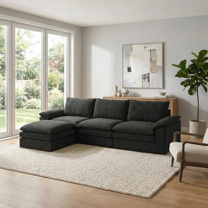 Modern Cloud Modular Sofa Set, Soft Thick Memory Foam, Frameless Couch with Pillows, Easy Assembly for Living Room Bedroom