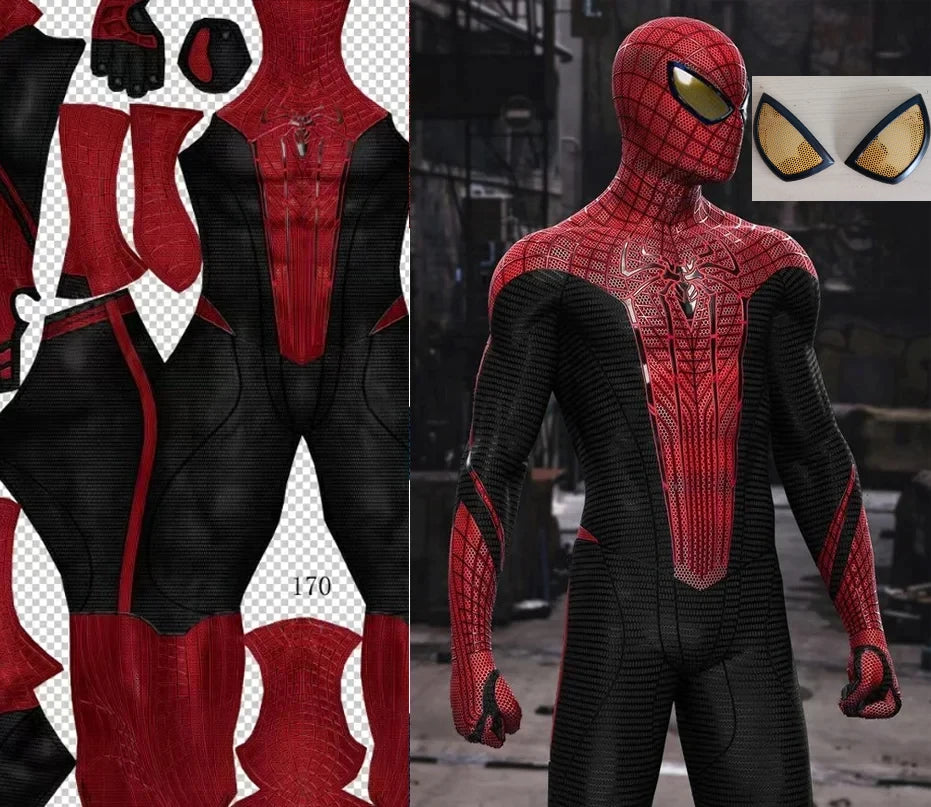 New Style Amazing Cosplay TASM1 Costume Superhero Spandex Zentai Bodysuit Outfits Man Halloween Costume