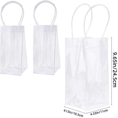 4PCS Transportable Foldable Champagne Ice Bag Beer Cooler Clear White PVC Wine Chiller Ice Bag for Cold Drink at Outdoor Event