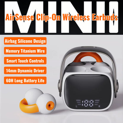 Ear Clip Bluetooth 5.3 Earbuds 60 Hours Playtime Open Ear Wireless Headphones Sports Running Cycling Driving Sweatproof Secure Fit 360° Stereo Sound