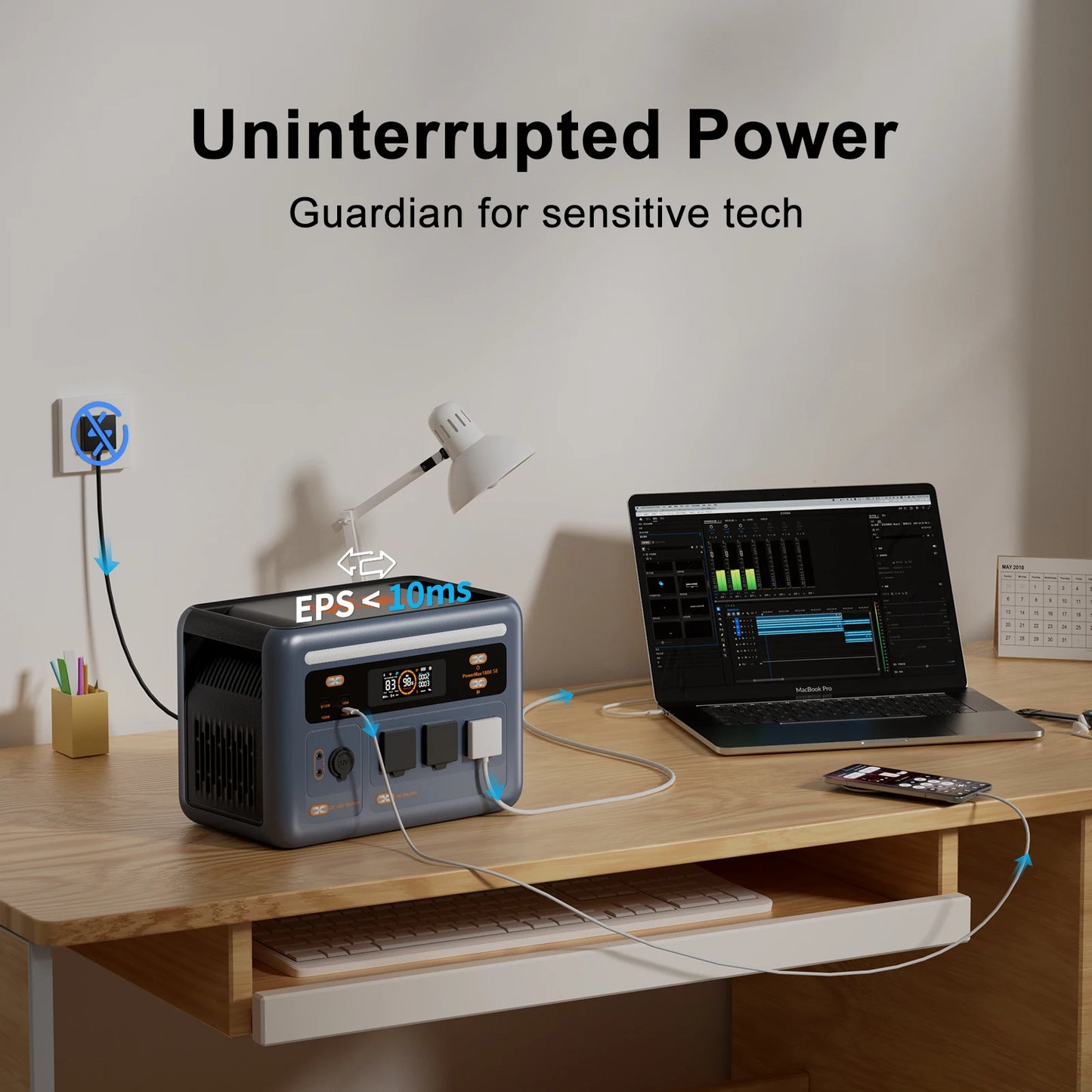 OSCAL PowerMax1800SE Portable Power Station 1800W 1024Wh Solar Generator with LiFePO4 Battery Fast Charging Smart App Control