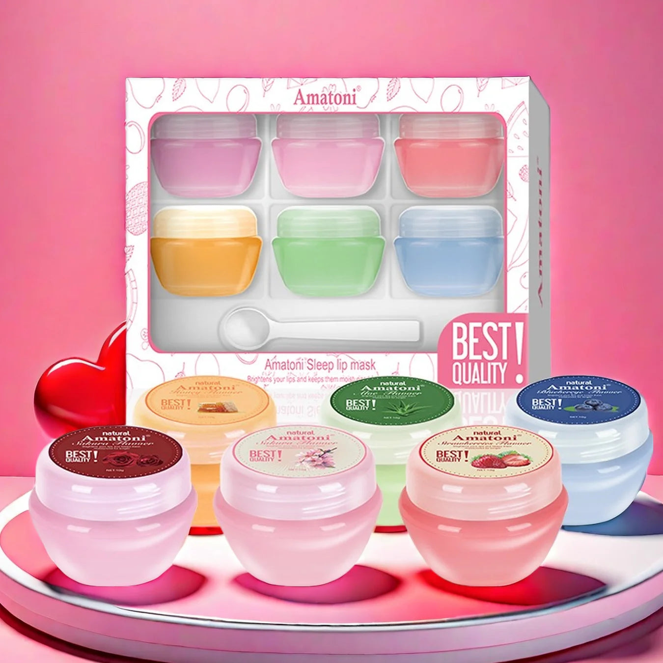 Sleeping Lip Mask Gift Box 10g×6PCS Lip Balm Set Moisturizes Lips, Smoothes, and Is a Universal in the Morning and Evening