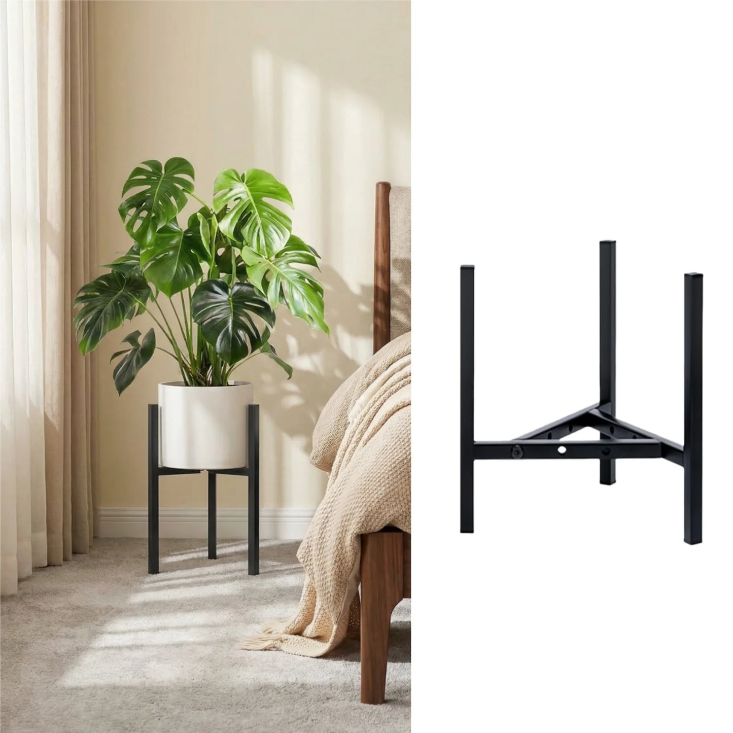 Indoor Plant Stands For Living Room Adjustable Metal Heavy Duty Outdoor Corner Stable Plant Holder Fits 8 to 12 Inches