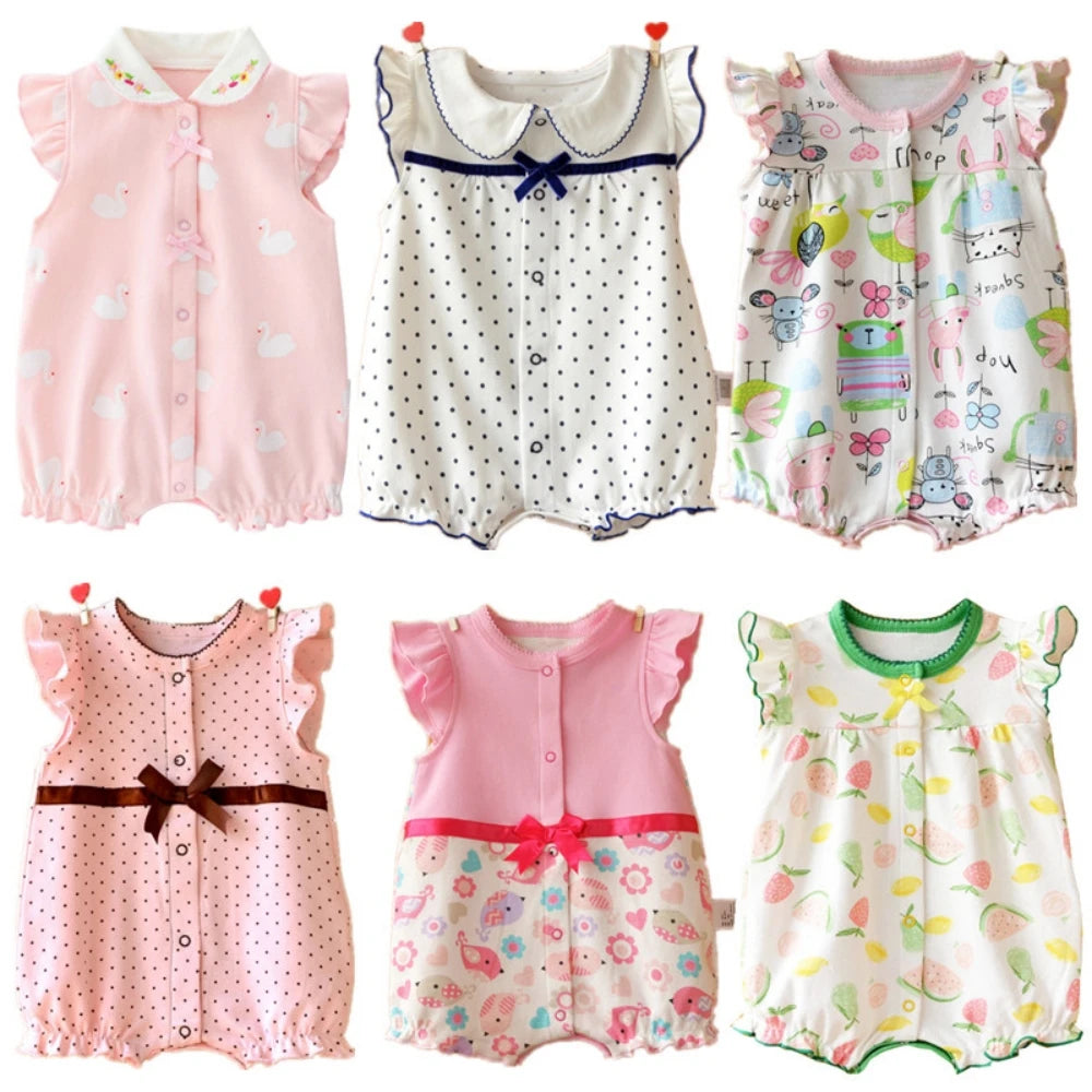 3-18 Month baby Summer clothes rompers girls overalls short Sleeve bodysuit cotton baby clothing jumpsuit newborn Girl onesies